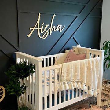 Personalized Crib Baby Name Sign for Nursery by Panhandle Mercantile | Above Crib Name Sign | Made of Wood | Customizable Font | Choose from our 90+ Color Options | Up to 54” Wide