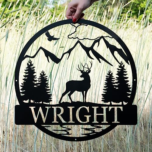 Custom Deer Outdoor Cabin Sign | Mountain Decor | Hunting Gift for Men | Outdoor for Men | Custom Deer Name Sign | Buck Deer Hunter Gift | Deer Name Sign | Fathers Day Gift | Gift for Him | Cabin Sign