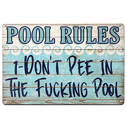 Funny Tin Metal Sign Decor Dont Pee In The Pool Rules