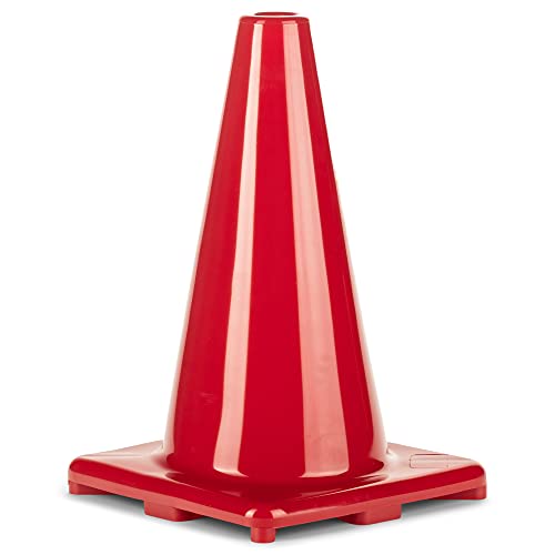 Champion Sports 12" High Visibility Flexible Vinyl Cone for Athletics and Social Distancing, Red