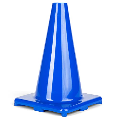 Champion Sports 12" High Visibility Flexible Vinyl Cone for Athletics and Social Distancing, Blue
