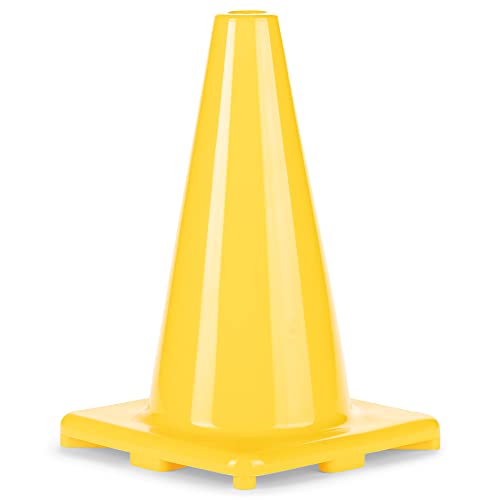 Champion Sports 12" High Visibility Flexible Vinyl Cone for Athletics and Social Distancing, Yellow