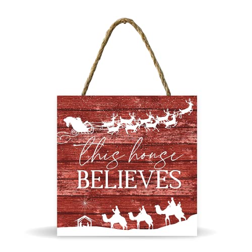 This House Believes Christmas Sign - Christian Christmas Decorations - Nativity Decorations - Christmas Wreath Signs - Christmas Wreath Supplies