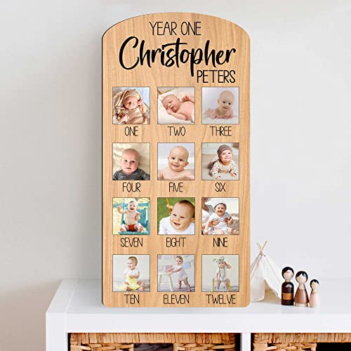 Baby First year Personalized Picture Frame | Milestone photo Board | 12 Months baby Collage Sign | Baby photo Frame - 310323