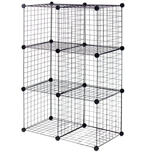 COSTWAY 6 Cube Grid Wire Organizer Wardrobe Shelves Bookcase DIY