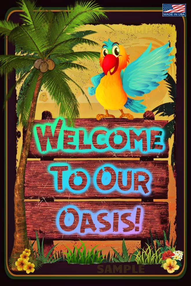 WORLD'S GREATEST SIGNS! 8"X12" INDOOR/OUTDOOR METAL SIGN! MADE! TIKI BAR DECOR POOL HOT TUB ISLAND TIME JIMMY BUFFETT HAPPY HOUR 5 O'CLOCK SOMEWHERE MAN CAVE! (OASIS)