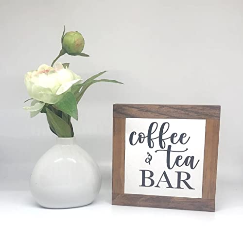 Coffee & Tea Bar Sign, Coffee Lover Gift, Tea Lover Decor, Kitchen Sign, Home Bar Decor, Rustic Kitchen Sign, Small Sign, Bog Road Designs