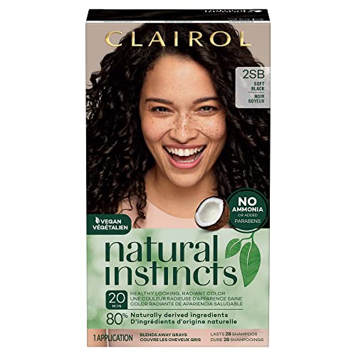 Clairol Natural Instincts Demi-Permanent Hair Dye, 2SB Soft Black Hair Color, Pack of 1
