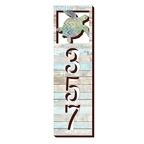 Sea Turtle Wooden House Number Plaque | Address sign | Address House Numbers | Coastal Door Numbers Sign | Custom Home Address Sign MA989805