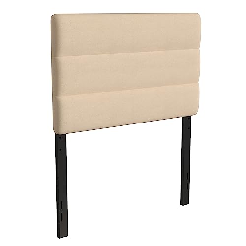 Flash Furniture Paxton Upholstered Headboard - Channel Stitched Cream Fabric Upholstery - Twin - Adjustable Height from 44.5" to 57.25" From Floor