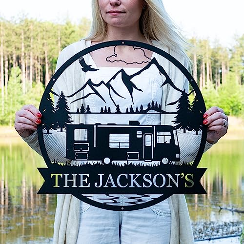 Custom Motor Home Camper Sign | Metal Outdoor Camping Sign | Family Camp Sign | Mountain Camping Gift | Sign for Campers | Campground Sign | RV