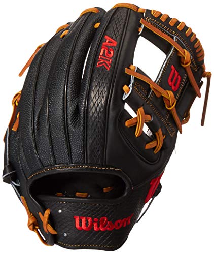 WILSON A2K 1786 SuperSkin 11.5" Infield Baseball Glove - Right Hand Throw, Black/Saddle Tan/Red