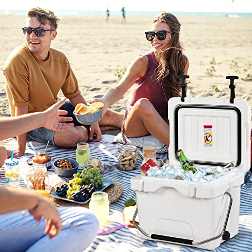 COSTWAY 16 Quart Cooler, 24 Can Insulated Ice Chest Box with Heavy Duty Handle and 2 Cup Holders, 3-5 Days Ice Retention