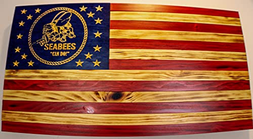 Wood American Flag (Seabees)