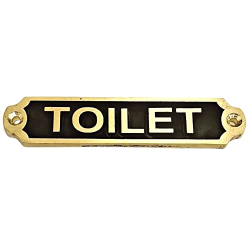 Toilet Brass Door Signs - Set of 13 Door plaques Home Office Decor (Toilet, Ladies, Gents, WC, Push, Pull, The Man Cave, Mind The Step, Mind Your Head, Toilets, Cabin, Skipper, Radioroom) (Toilet)