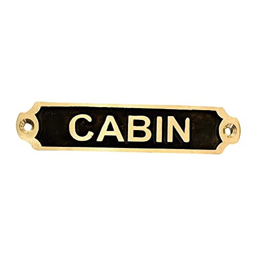 Brass Door Signs - Set of 13 Door plaques Home Office Decor (Toilet, Ladies, Gents, WC, Push, Pull, The Man Cave, Mind The Step, Mind Your Head, Toilets, Cabin, Skipper, Radioroom) (Cabin)