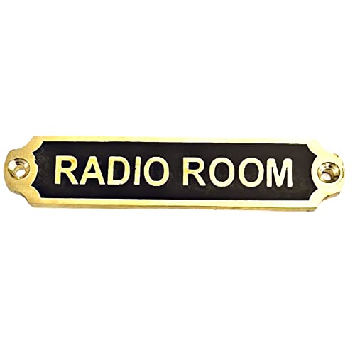 Brass Door Signs - Set of 13 Door plaques Home Office Decor (Toilet, Ladies, Gents, WC, Push, Pull, The Man Cave, Mind The Step, Mind Your Head, Toilets, Cabin, Skipper, Radioroom) (Radioroom)