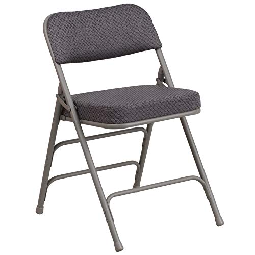 Flash Furniture HERCULES Series Premium Curved Triple Braced & Double Hinged Gray Fabric Metal Folding Chair