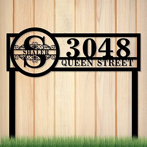 Custom House Numbers for Outside, Address Plaque with Stakes, Lawn Mounted Plaque, Outdoor Metal Sign,House Numbers,Address Signs for Yard,House Number Sign,Address Numbers for House,Housewarming Gift