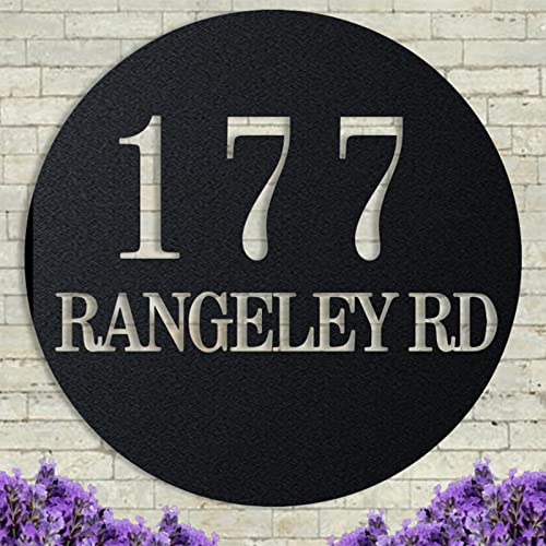 Custom Metal Monogram House Address Numbers Sign, Personalized Decorative Address Marker House Accent Sign, Metal Wall Art, Outdoor Metal Sign, Housewarming Gift (Design3)