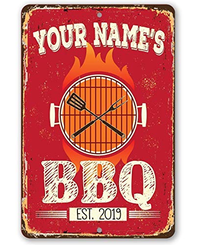 Grill Signs - Durable Metal Sign - Use Indoor/Outdoor - Great Grill and Barbeque Restaurant Decor and Gift (Personalized, Your BBQ)