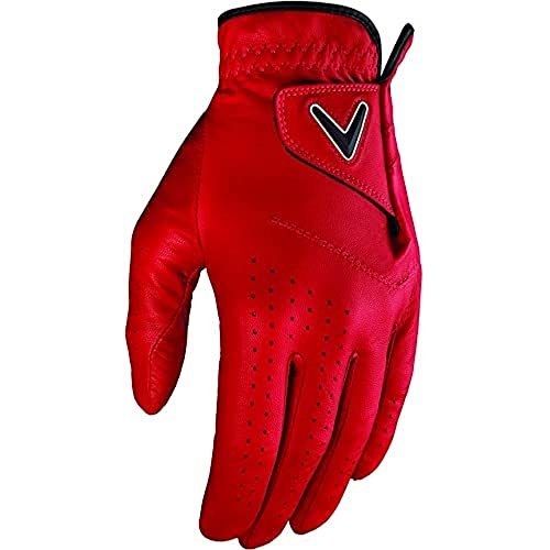 Callaway Golf Opti Color Men's Golf Glove (Worn on Left Hand, Medium/Large, Cardinal, Single Glove)