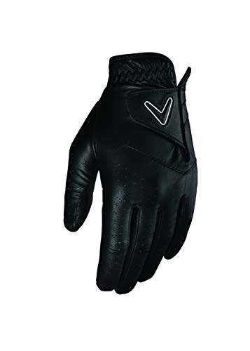 Callaway Golf Opti Color Men's Golf Glove (Worn on Left Hand, Medium/Large, Black, Single Glove)