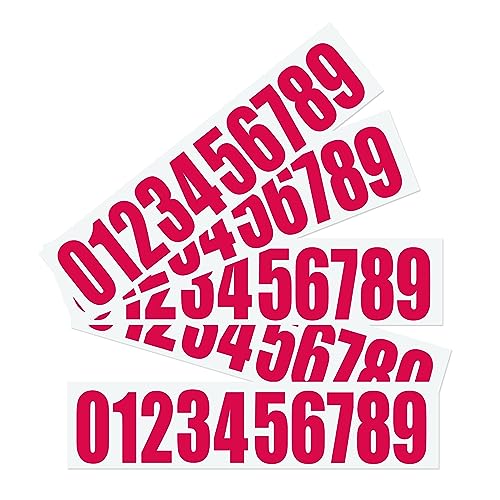 Red Vinyl Numbers Stickers 2 Inches, 5 sets 50 pieces Self-Adhesive Vinyl Numbers Kit, Mailbox permanent Numbers Sticker for Home, Boats, Signs, Window, Cars, Trucks, Business, Address Number