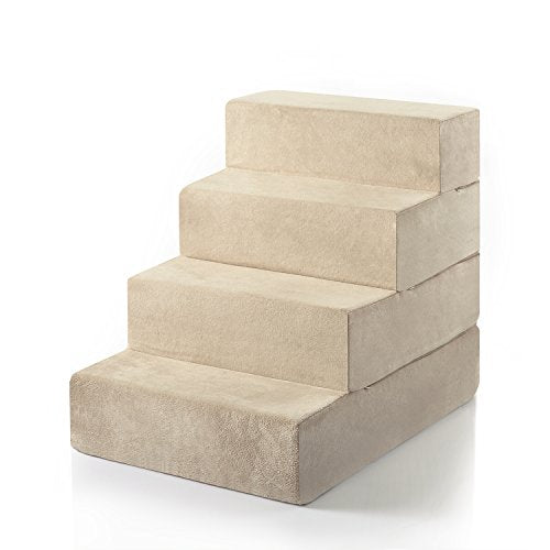 ZINUS Foam 22 Inch 4-Step Step Pet Stairs, Pet Ramp for Cats and Dogs, Large, Cream