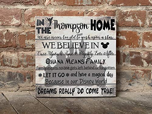 Disney Inspired Homewarming Gift, Canvas, Disney Home Sign, Rustic Wall Decor, We Do Disney, Personalized With Family Name, Great Birthday Or Housewarming Gift