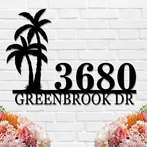 Personalized Palm Tree Address Sign, Personalized House Numbers, Custom Metal House Sign, Metal Address Sign, Custom House Number Sign, Address Plaques for House Numbers, House Number Plaque