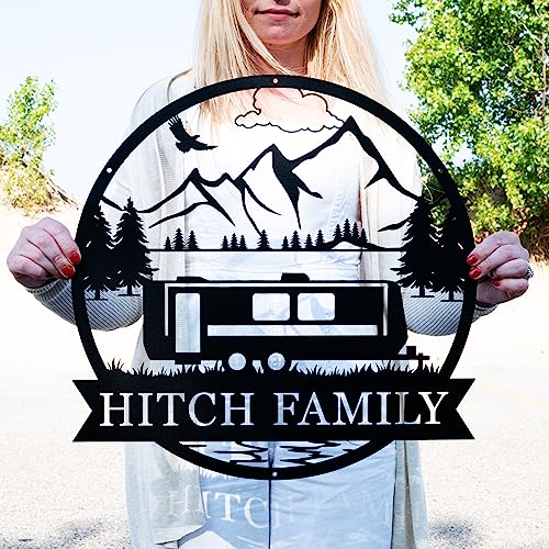 Personalized Travel Trailer Camper Outdoor Sign | Metal Camper Decor | Camping Gift | Happy Campers Sign | Personalized Family Name Camping