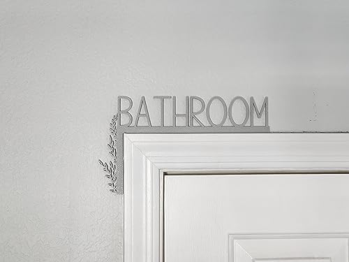 Bathroom Door Topper | Over The Door Sign | Minimalist Bathroom Sign | Airbnb Sign (Left Side Gray)