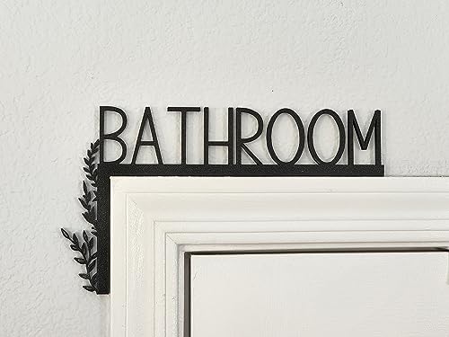 Bathroom Door Topper | Over The Door Sign | Minimalist Bathroom Sign | Airbnb Sign (Left Side Black)