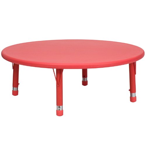 Flash Furniture Wren 45'' Round Red Plastic Height Adjustable Activity Table