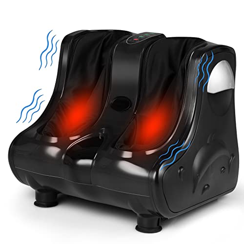 COSTWAY Foot and Calf Massager, Shiatsu Heated Electric Foot Massager with Heating, Vibration, Deep Kneading, Tilt Base, Washable Sleeves, Leg Massager for Relaxation, Foot Pain Relief