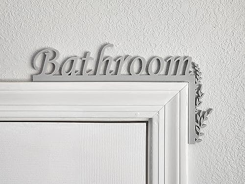 Bathroom Door Topper | Over The Door Sign | Bathroom Sign | Airbnb Sign (Right Side Gray)