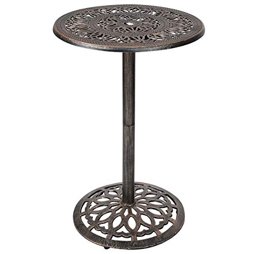 COSTWAY Bar Table, Aluminum Vintage Retro Design Patio Outdoor Garden Bistro Furniture Set (Copper Bar Table)