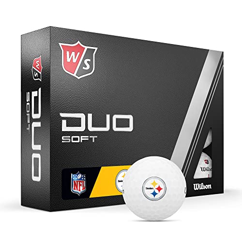 WILSON Staff 2023 Duo Soft NFL Golf Balls - 12 Balls, White, Pittsburgh Steelers