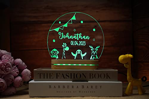 Safari Animal Night Light, Night Light, Custom Name Night Light, Kids Bedroom, Nursery Night Light, Personalized Night Light, Childs Playroom, Gift for Kids