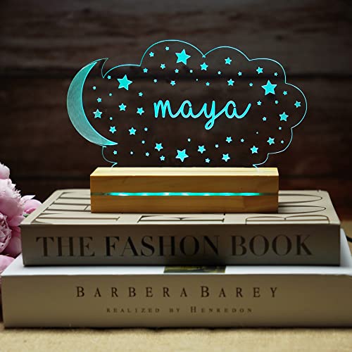 Personalized Table Lamp Custom Name Night Lights Cloud Moon Star Lights Bedside Lamp Night Light for Kids Bedroom Decor Desk Lamp Light Decor