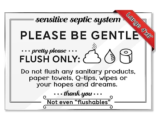 Airbnb Essentials for Hosts - Sensitive Septic System Sign - Flush Only Toilet Paper Sign-10-Pack Clean 4"x6" Acrylic Sign w/Mounting Tape - Do Not Flush Sign for Bathroom - Septic Sign for Bathroom