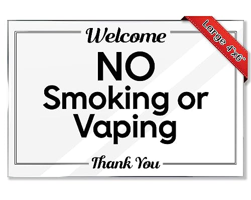 Airbnb Essentials For Hosts - No Smoking or Vaping Sign - 10-Pack 4"x6" Acrylic Sign w/Mounting Tape Included - No Smoking Signs for Business or Home Sign - Rental Home Necessities