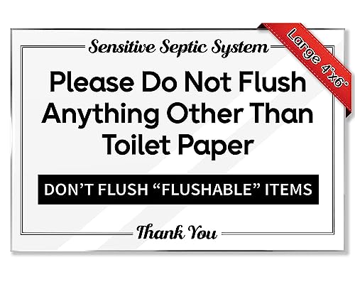 Airbnb Essentials for Hosts - Septic System Sign - Flush Only Toilet Paper Sign - 10-Pack Clean 4"x6" Acrylic Sign w/Mounting Tape - Do Not Flush Sign for Bathroom - Septic Sign for Bathroom