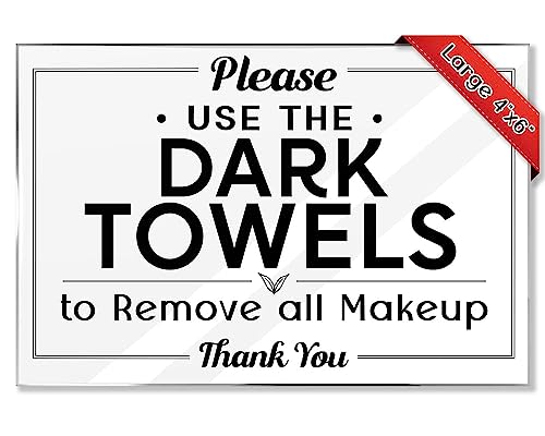 Airbnb Essentials for Hosts Bathroom Signs - Use The Dark Towels - 10-Pack 4"x6" Acrylic Signs w/Mounting Tape - Makeup Towel Bathroom Sign Rental Home Necessities - Bathroom Door Signs