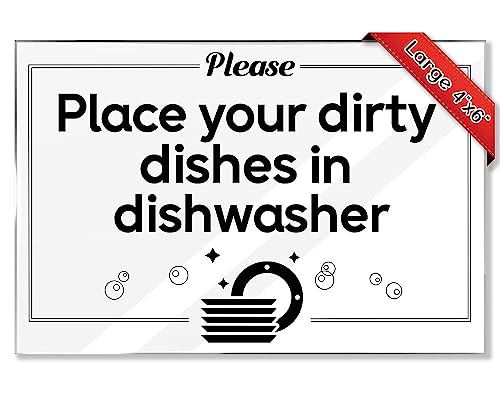 Airbnb Essentials For Hosts - Place Your Dirty Dishes - 10-Pack 4"x6" Acrylic Sign w/Mounting Tape-No Food Sign-Rental Home Necessities & Kitchen Signs - Perfect Airbnb Signs & No Dishes In Sink Sign