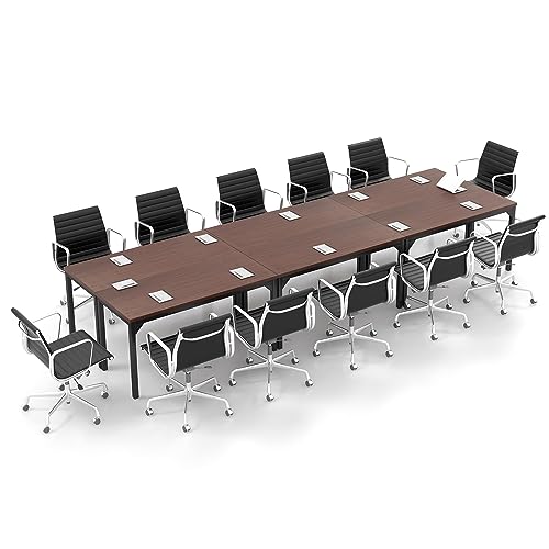 COSTWAY Conference Table Set of 6, 55Ó x 24Ó Large Meeting Room Table W/Heavy Duty Steel Frame, 4.5FT Modern Computer Desk for Home, Office, Conference Room, Easy Assembly (6)