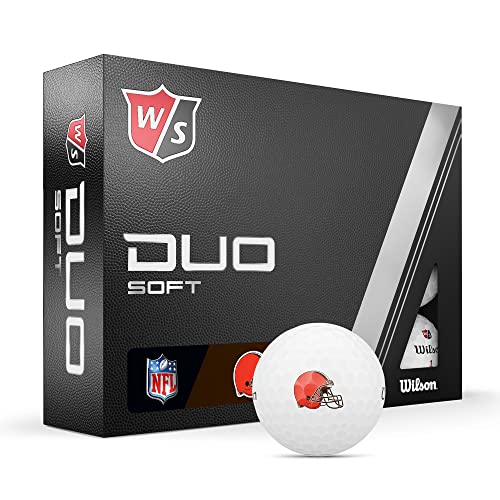 WILSON Staff 2023 Duo Soft NFL Golf Balls - 12 Balls, White, Cleveland Browns