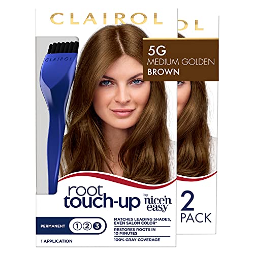 Clairol Root Touch-Up by Nice'n Easy Permanent Hair Dye, 5G Medium Golden Brown Hair Color, Pack of 2