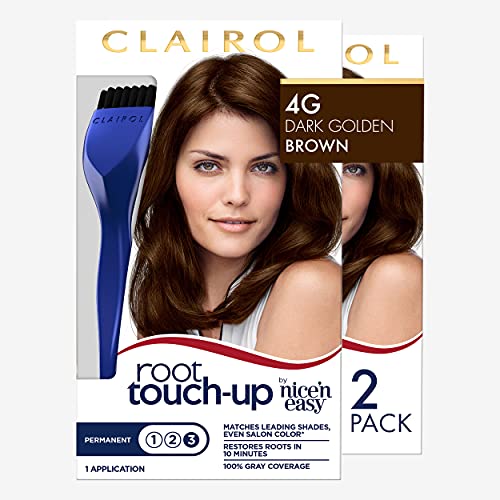 Clairol Root Touch-Up by Nice'n Easy Permanent Hair Dye, 4G Dark Golden Brown Hair Color, Pack of 2